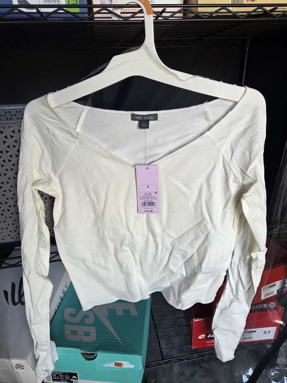 wild fable Cream Long-Sleeve V-Neck Top